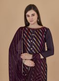 Wine color Lace Jacquard Salwar Suit - 3