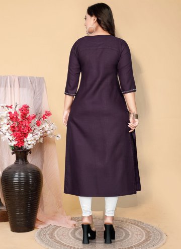 Wine Cotton  Embroidered Party Wear Kurti for Casual