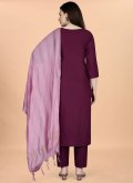 Wine Cotton  Embroidered Salwar Suit for Casual - 2