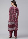Wine Cotton  Floral Print Salwar Suit - 2