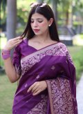 Wine Handloom Silk Woven Designer Saree for Casual - 1