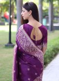 Wine Handloom Silk Woven Designer Saree for Casual - 2