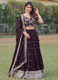 Wine Lehenga Choli in Faux Georgette with Embroidered - 3