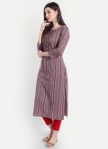 Wine Party Wear Kurti in Cotton  with Embroidered - 2