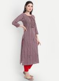 Wine Party Wear Kurti in Cotton  with Embroidered - 3