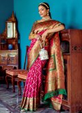 Wine Silk Woven Designer Saree - 3