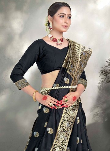 Woven Art Silk Black Trendy Saree