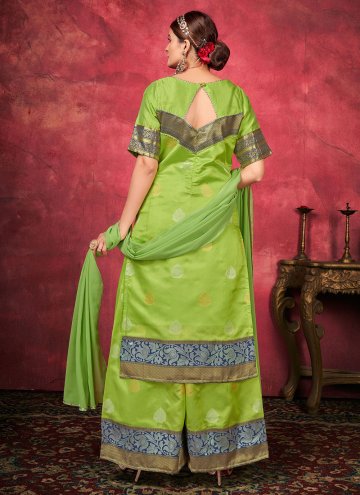 Woven Art Silk Green Salwar Suit