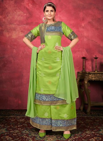 Woven Art Silk Green Salwar Suit