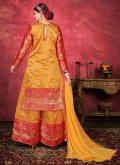 Woven Art Silk Yellow Salwar Suit - 1