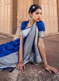 Woven Banarasi Blue Classic Designer Saree - 1