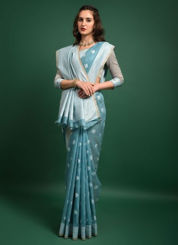 Woven Banarasi Blue Classic Designer Saree