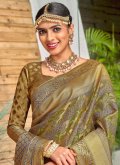 Woven Banarasi Gold and Green Designer Saree - 1