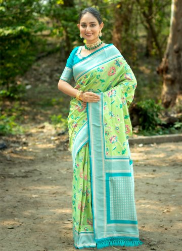 Woven Banarasi Green Classic Designer Saree