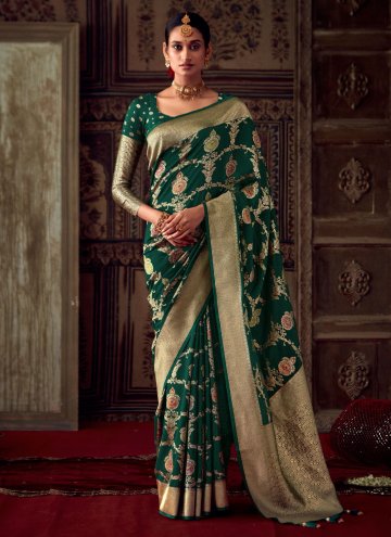 Woven Banarasi Green Designer Saree