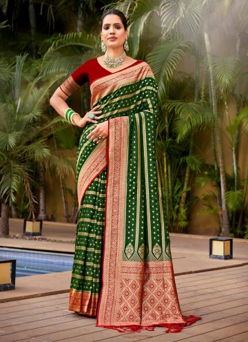 Woven Banarasi Green Designer Traditional Saree