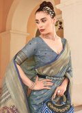 Woven Banarasi Grey Classic Designer Saree - 1