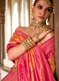 Woven Banarasi Orange and Pink Designer Saree - 1