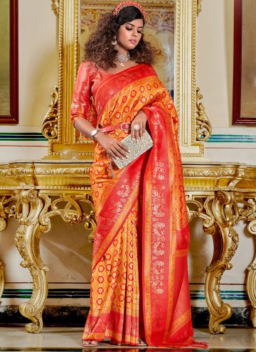 Woven Banarasi Orange Trendy Saree