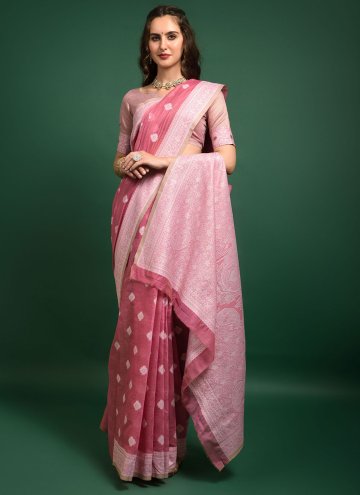 Woven Banarasi Pink Traditional Saree