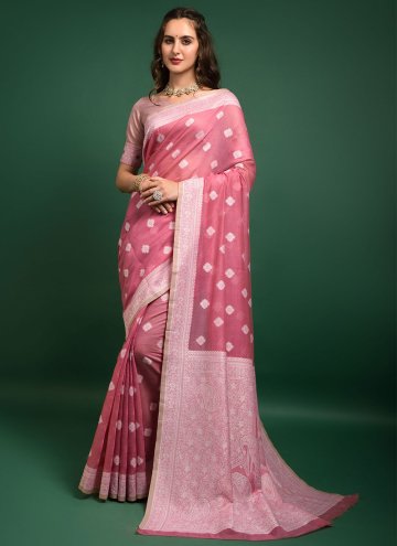 Woven Banarasi Pink Traditional Saree