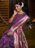 Woven Banarasi Purple Classic Designer Saree - 2