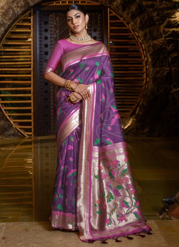 Woven Banarasi Purple Classic Designer Saree