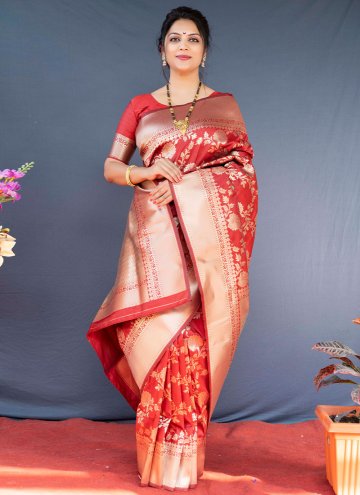 Woven Banarasi Red Designer Saree