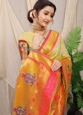 Woven Banarasi Yellow Designer Saree - 1