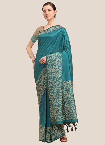 Woven Banglori Silk Teal Classic Designer Saree