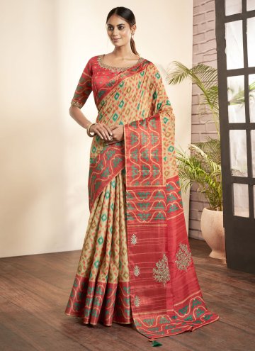 Woven Bhagalpuri Silk Multi Colour Contemporary Sa
