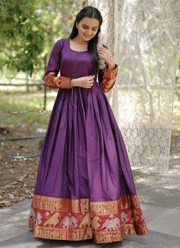 Woven Cotton  Purple Gown