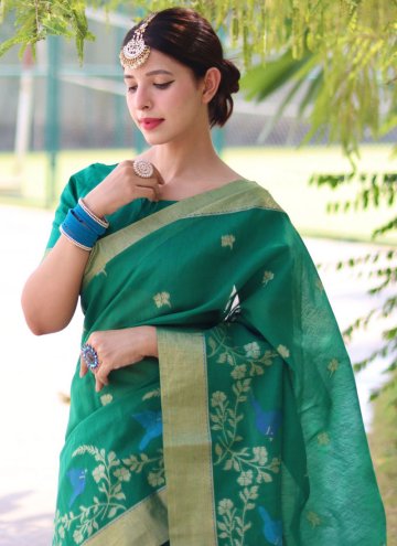 Woven Cotton Silk Green Designer Saree