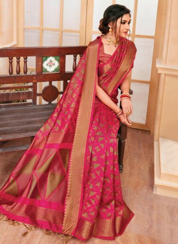 Woven Cotton Silk Pink Trendy Saree