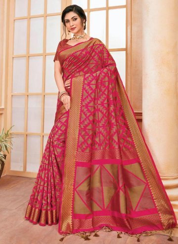 Woven Cotton Silk Pink Trendy Saree