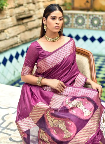 Woven Cotton Silk Purple Contemporary Saree