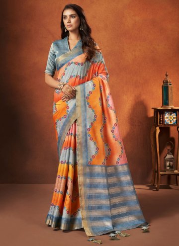 Woven Crepe Silk Multi Colour Trendy Saree
