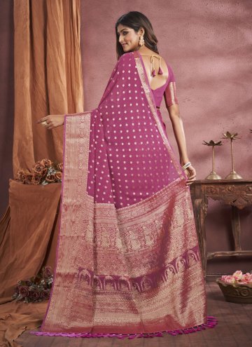 Woven Georgette Pink Contemporary Saree