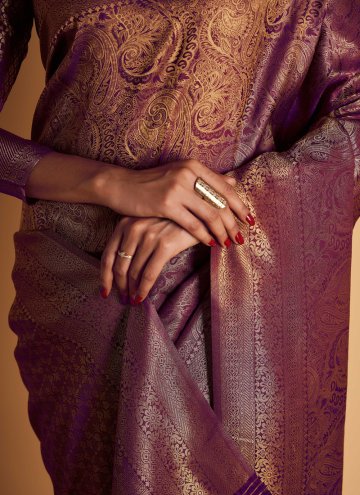 Woven Georgette Purple Trendy Saree
