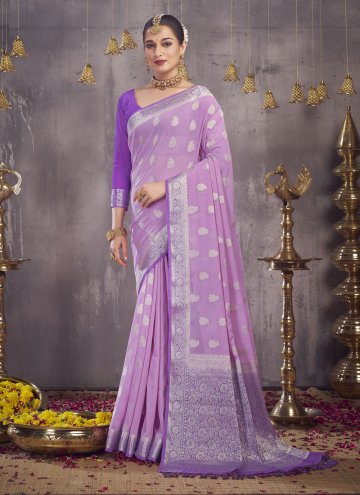 Woven Georgette Purple Trendy Saree