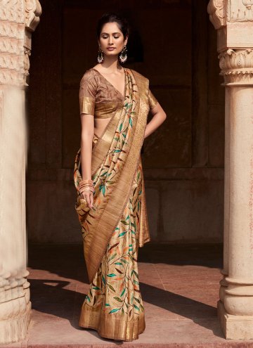 Woven Handloom Silk Beige Classic Designer Saree