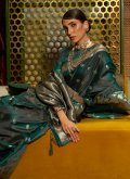 Woven Handloom Silk Green Contemporary Saree - 1