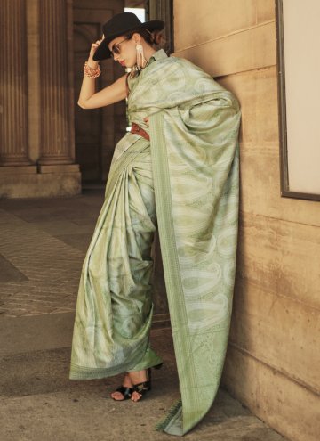 Woven Handloom Silk Green Designer Saree