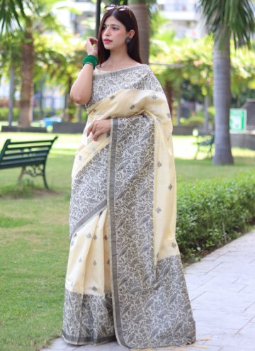 Woven Handloom Silk Off White Contemporary Saree