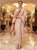 Woven Handloom Silk Peach Trendy Saree - 1