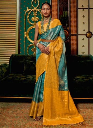 Woven Handloom Silk Yellow Contemporary Saree
