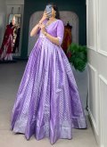 Woven Jacquard Silk Lavender Gown - 1