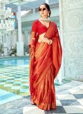 Woven Kanchipuram Silk Orange Classic Designer Saree - 2