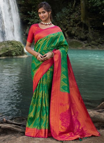 Woven Kanjivaram Silk Green Designer Saree