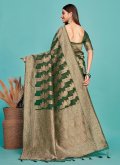 Woven Kanjivaram Silk Green Trendy Saree - 1